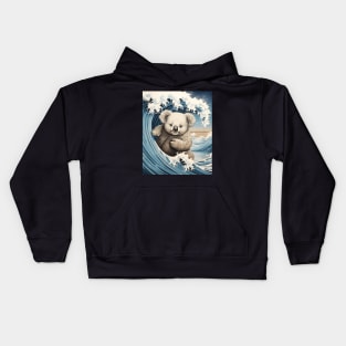 Funny Kaola Art The great wave off Kanagawa Japanese Kids Hoodie